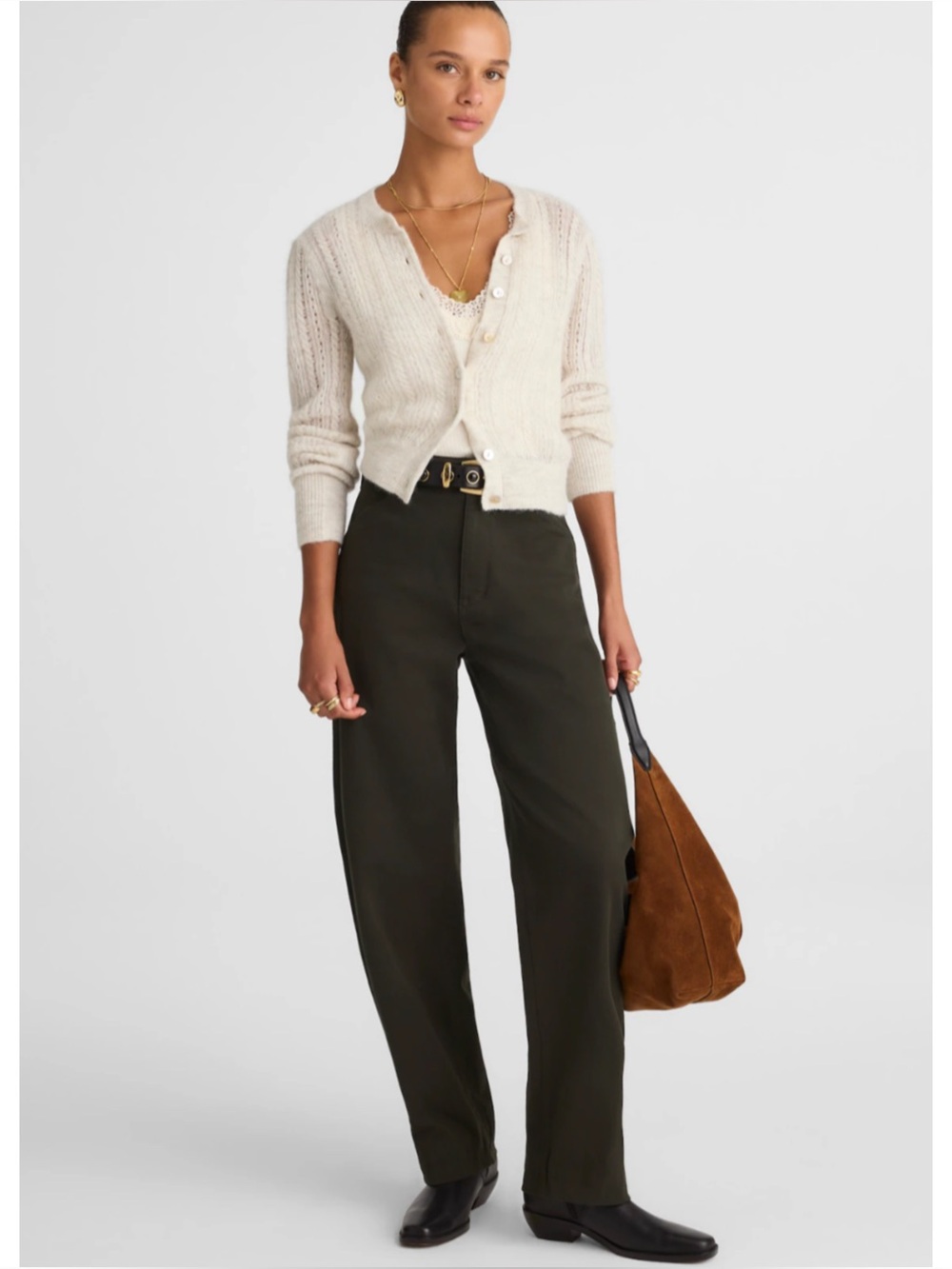 MADEWELL | NWT The Balloon Barrel Leg Pant in Midnight Olive, Size 25